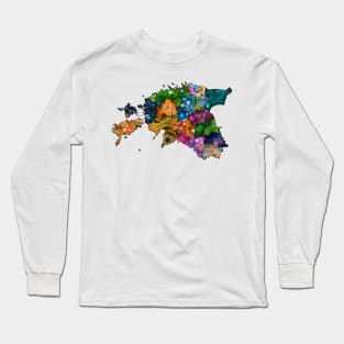 Spirograph Patterned Estonia Counties Map Long Sleeve T-Shirt
